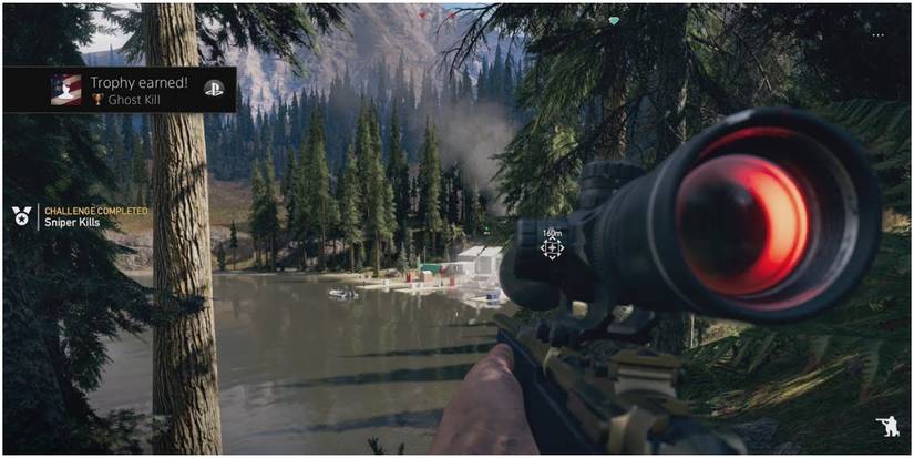 The player character with a sniper rifle in Far Cry 5