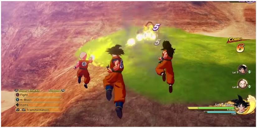 Goku Fighting with Krillin and Yamcha