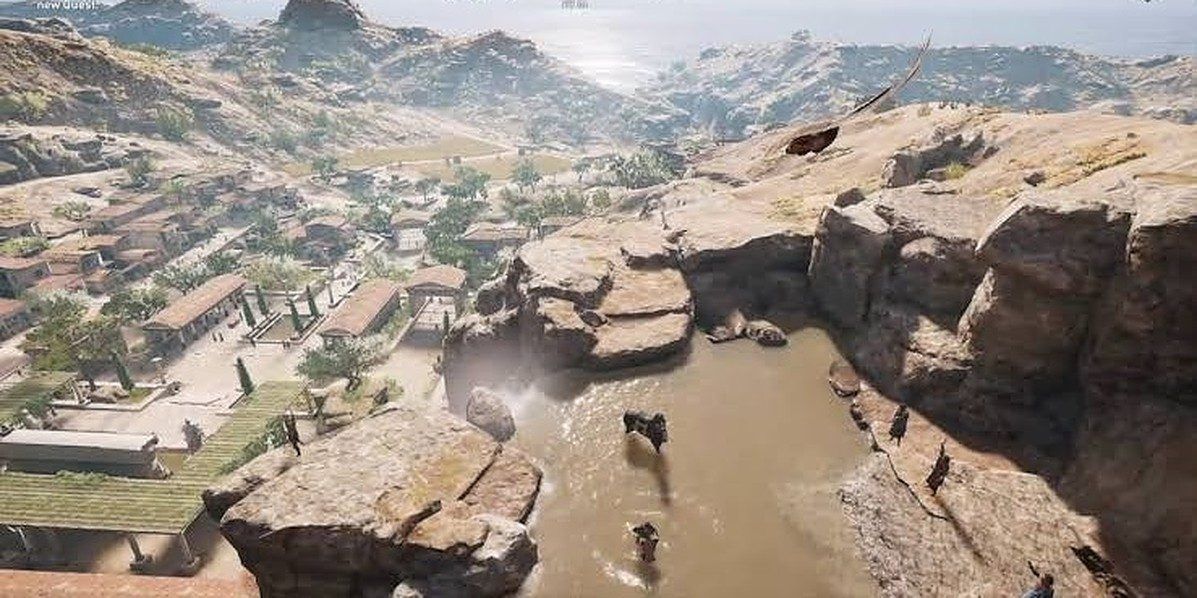 image of the Gortyn Waterfall in Assassin's Creed Odyssey