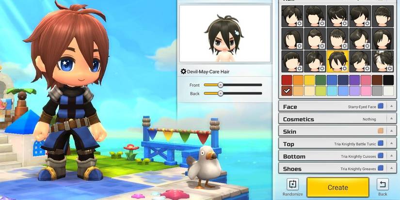 Maplestory 2 character creation screen