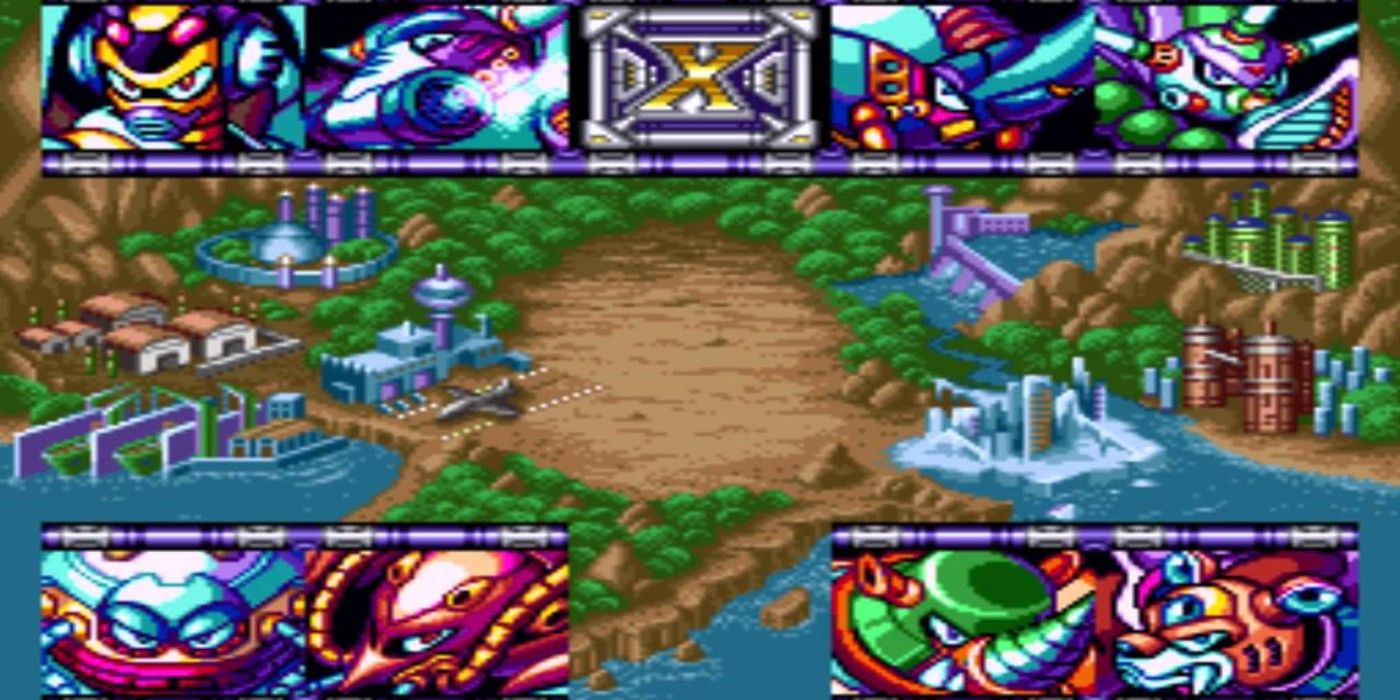 Mega Man X 3 SNES boss stage selection screen