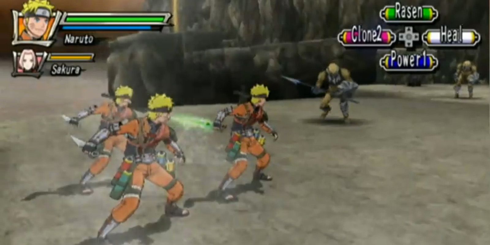 multiple narutos fighting an enemy in Naruto Shippuden Dragon Blade Chronicles