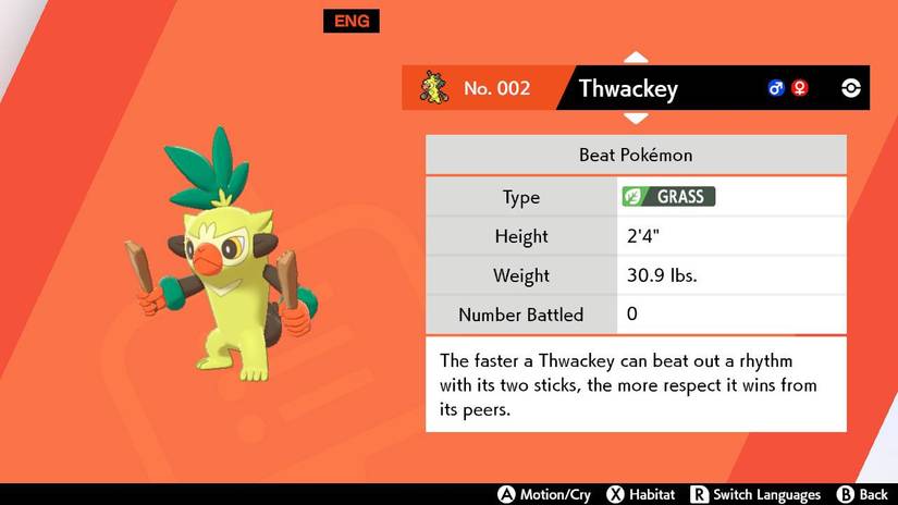 pokemon sword shield thwackey evolution pokedex
