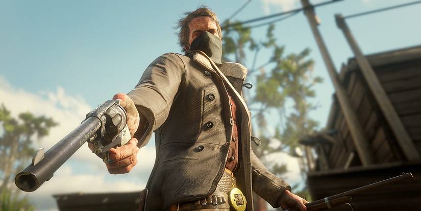 Arthur Morgan holding gun