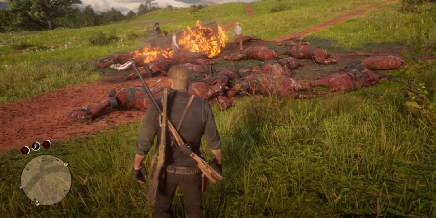 Red Dead Redemption 2 flaming horses