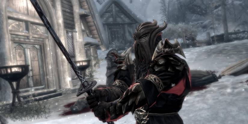 Dragon Born wielding the ebony blade