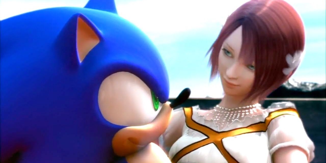 Sonic the Hedgehog 2006 - sonic and a woman looking at one another