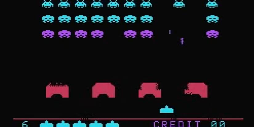 Space Invaders SNES firing at enemy alien waves