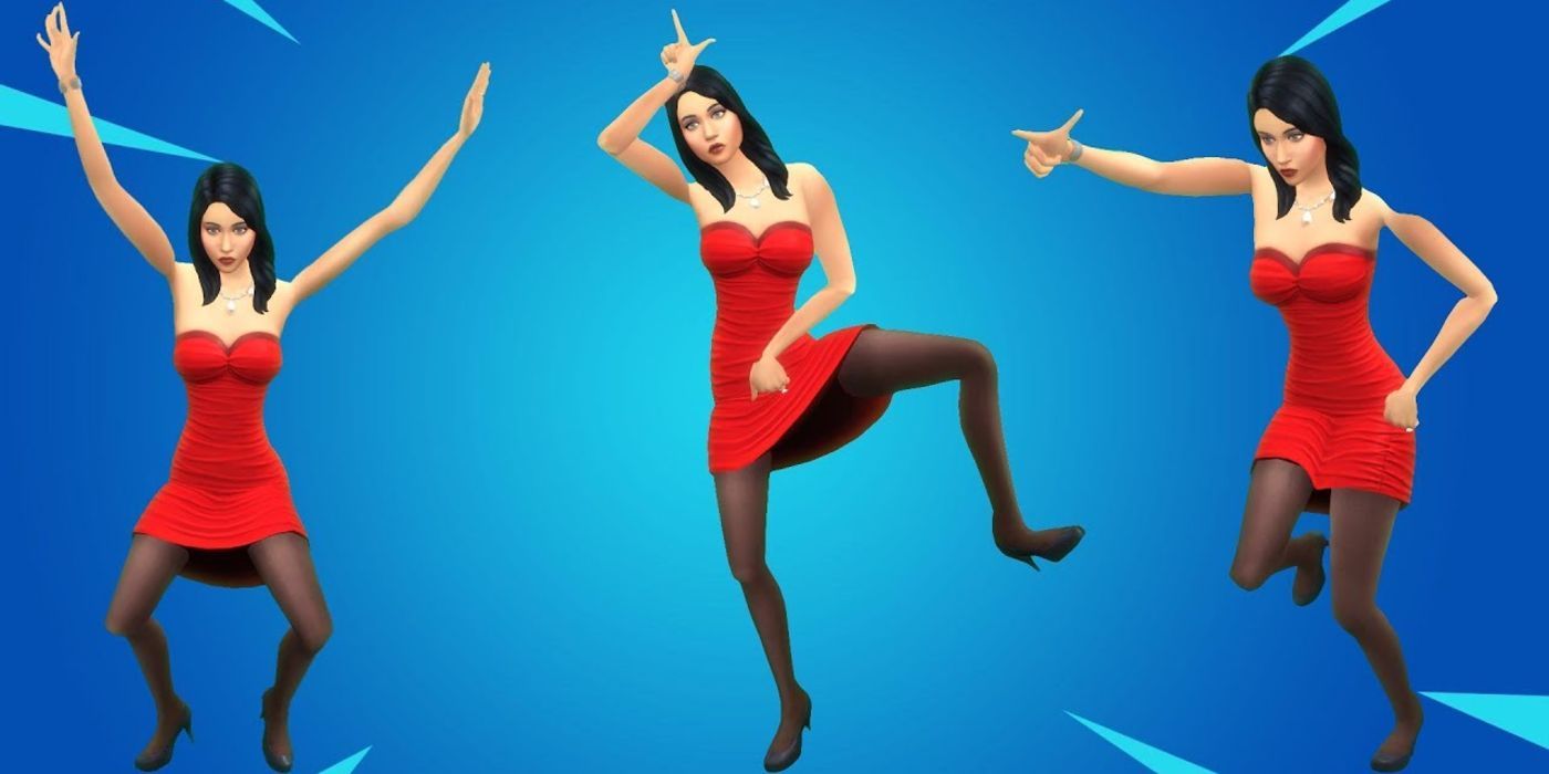The Sims 4 Bella Goth doing Fortnite dances