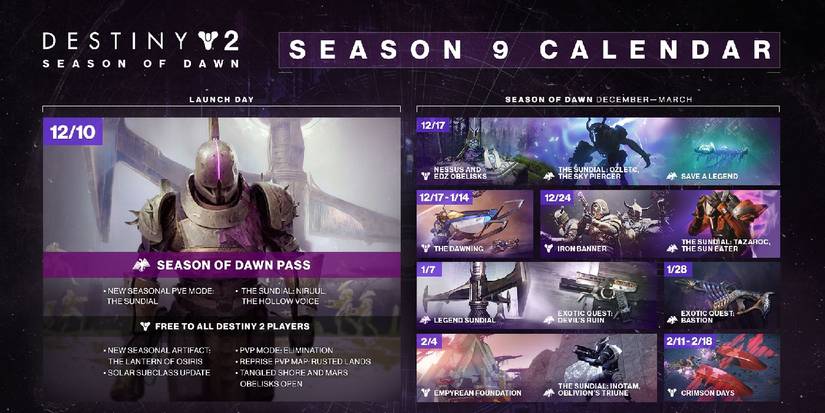 Destiny 2 season of dawn calendar header