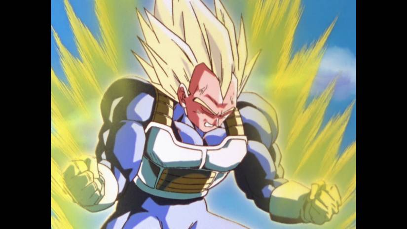 Vegeta powers up to super Saiyan Grade 2 DBZ dragon Ball z anime