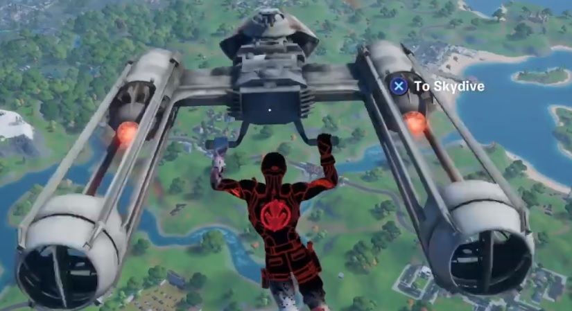 fortnite gameplay of the y wing glider