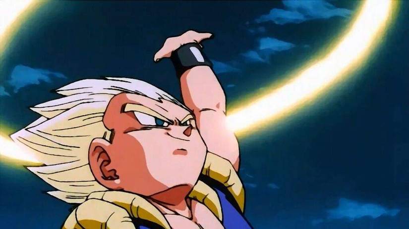 Super Saiyan gotenks using galactic Donut on super buu dragon Ball z