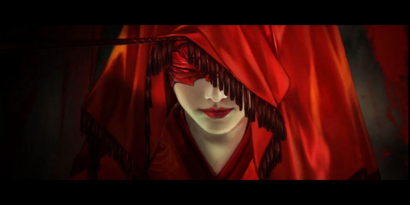 naraka bladepoint woman wearing red shawl