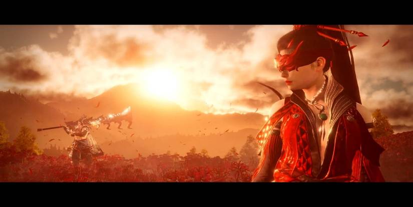 naraka bladepoint woman in shawl with samurai