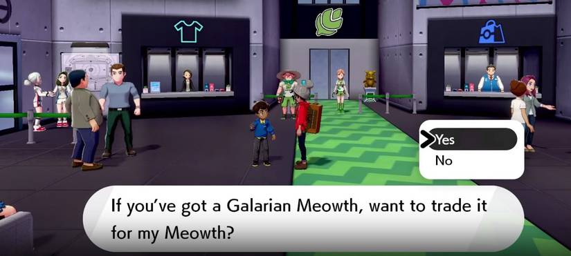 pokemon sword and shield meowth trade NPC