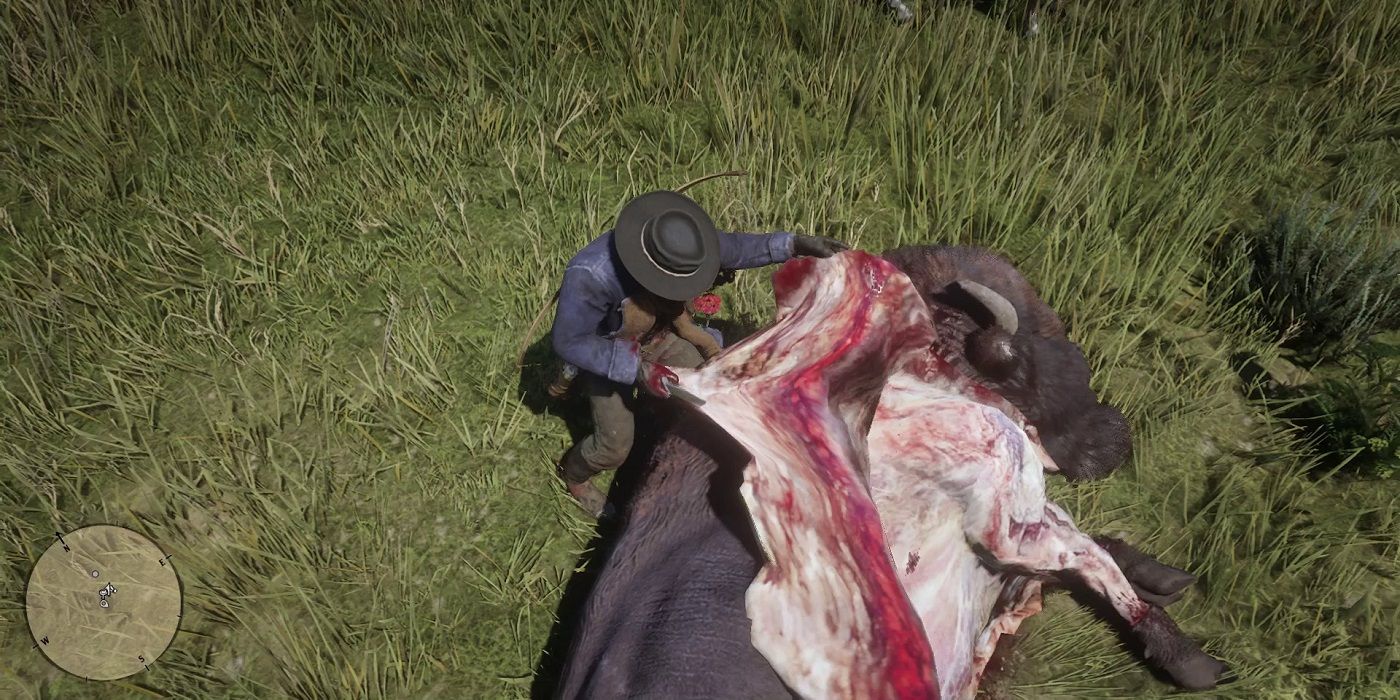 red dead redemption 2 skinning an animal