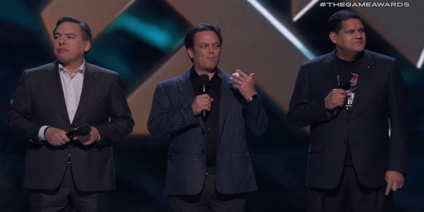 Sony Microsoft and Nintendo together on stage at the Game Awards 2018