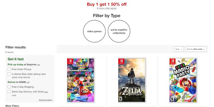 Nintendo Switch Games are Buy 1 Get 1 Half Off at Target
