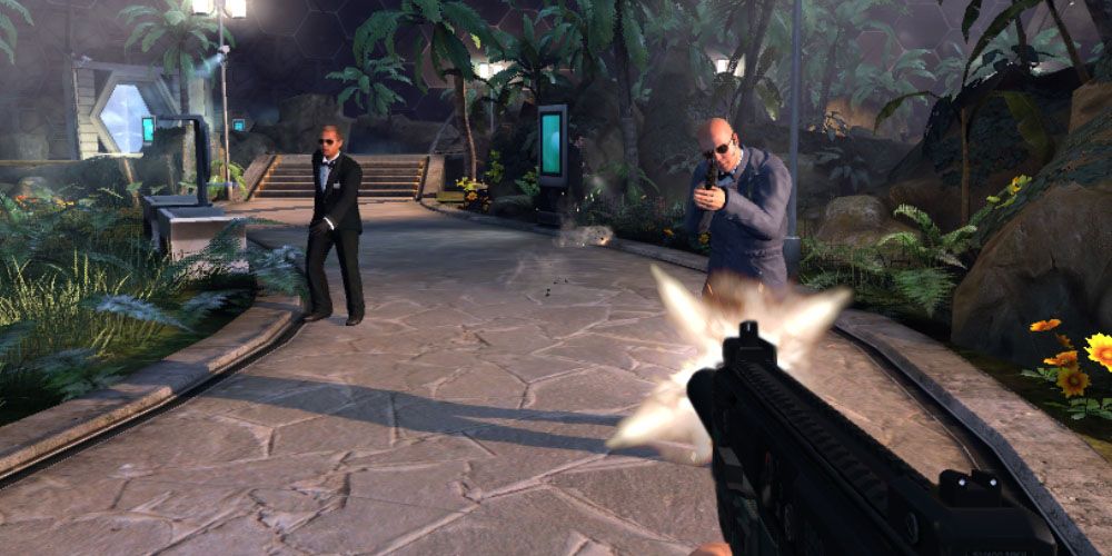 FPS gameplay - firing at enemies