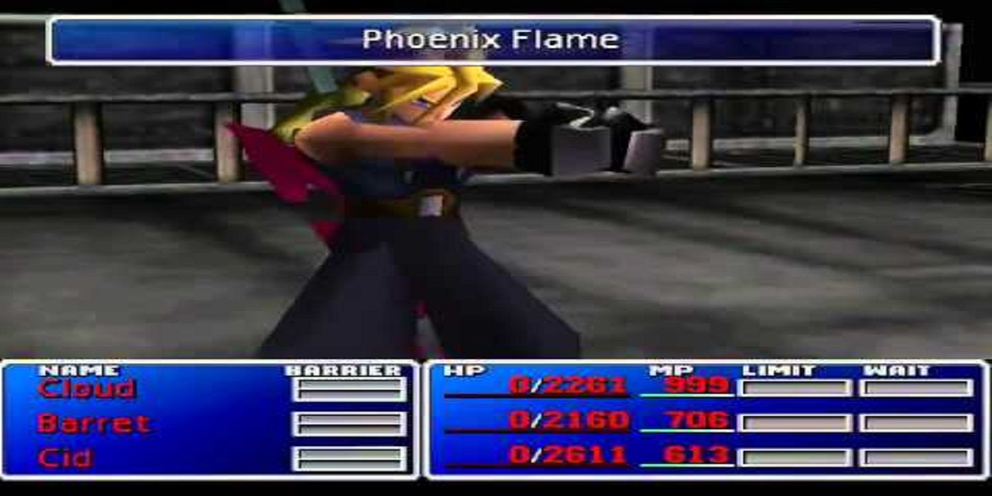 Final Fantasy 7 Cloud activates Phoenix Flame in battle
