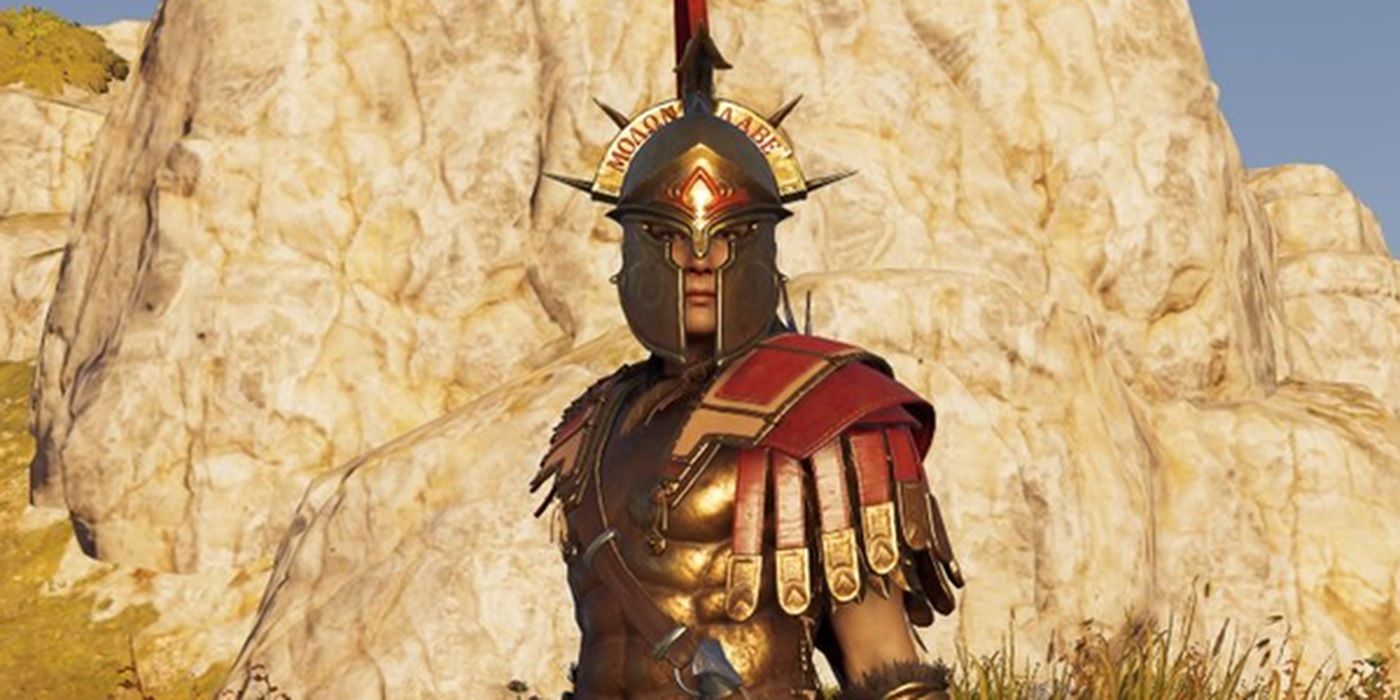 Assassins Creed Odyssey Kassandra Wearing Spartan War Hero Set
