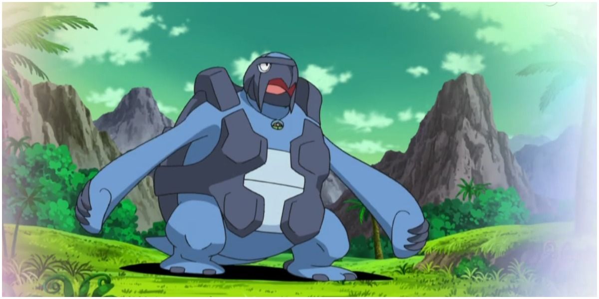 A Screenshot With Carracosta From The Pokemon Anime