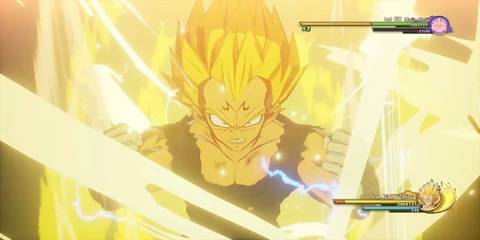 Majin Vegeta surging in Dragon Ball Z: Kakarot