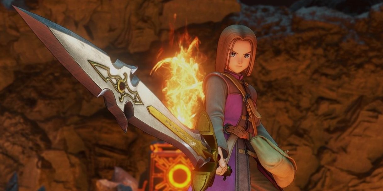 Dragon Quest XI S Main Character Wielding The Supreme Sword Of Light