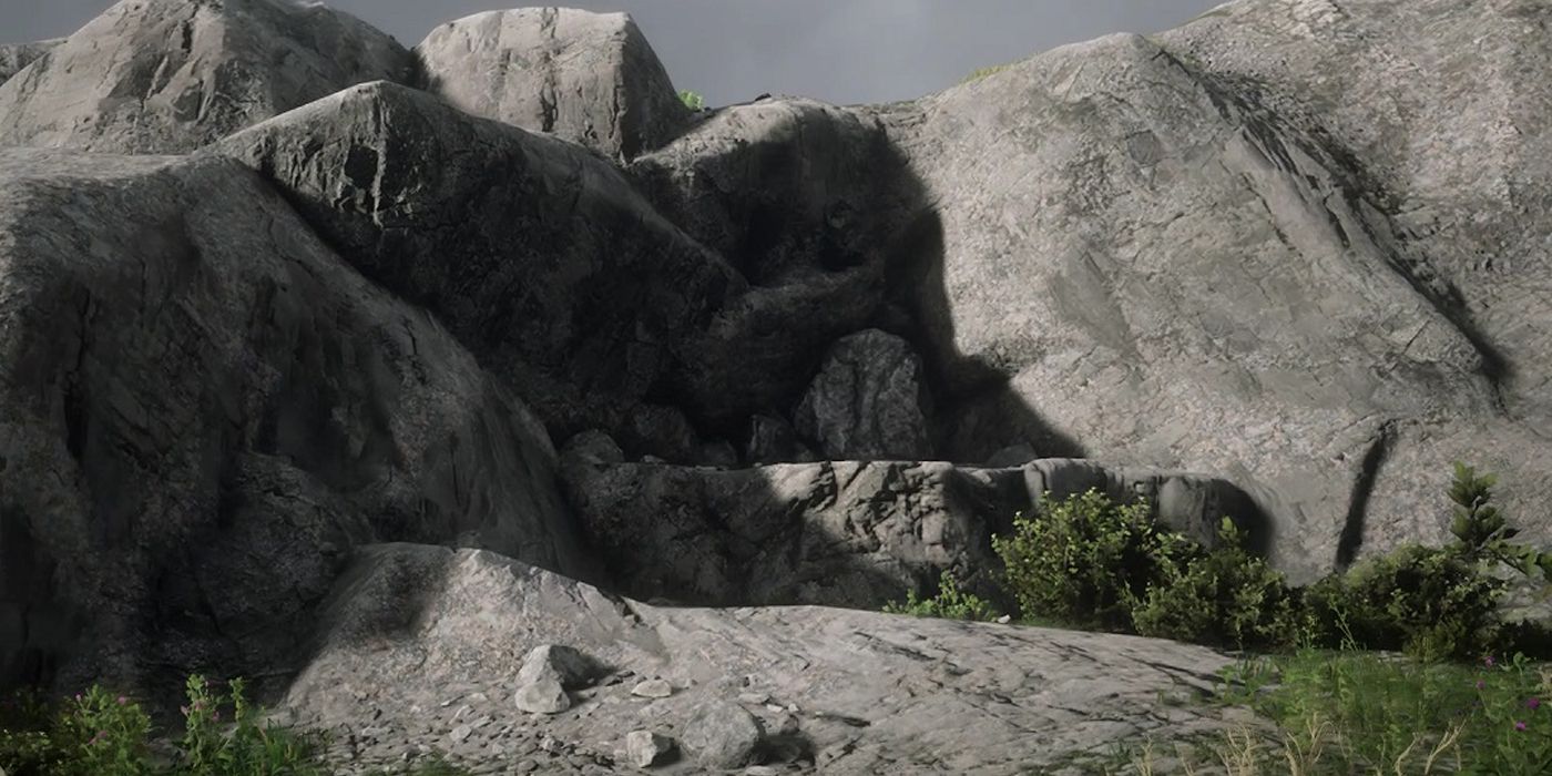 Giant hidden behind rocks in Red Dead Redemption 2