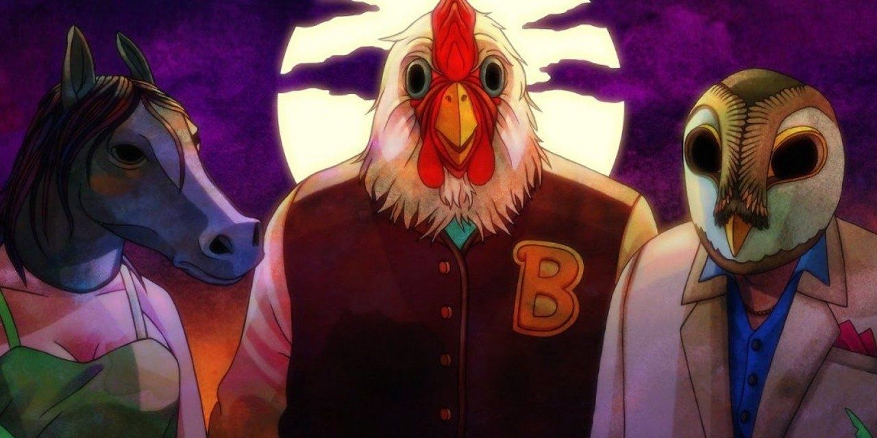 Masked characters from Hotline Miami