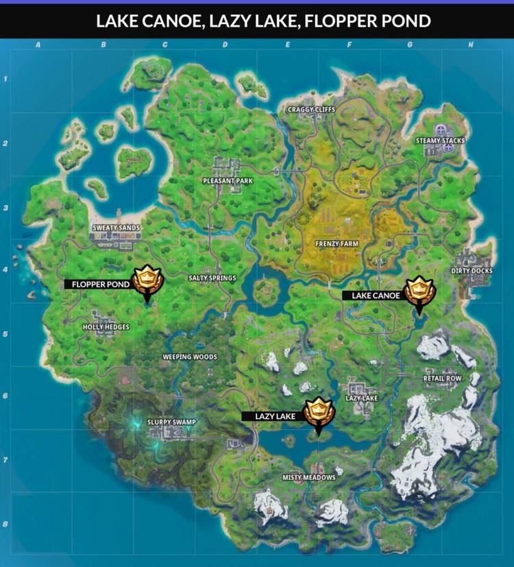 Map for the three fishing locations