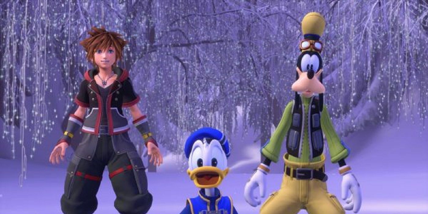 Sora, Goofy and Donald adventure in Frozen