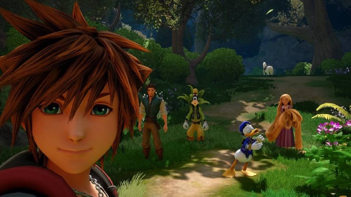 Sora takes a selfie in Tangled