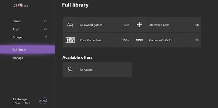 Alpha Ring Xbox One Games & Apps interface