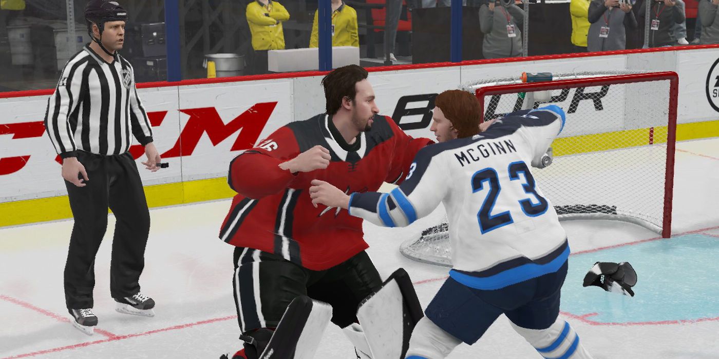 In-game NHL players argue over a call