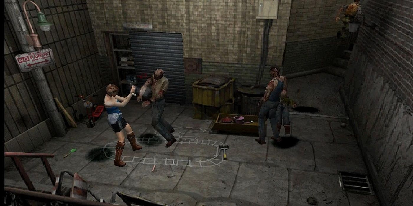 Resident Evil 3 Jill shooting zombies