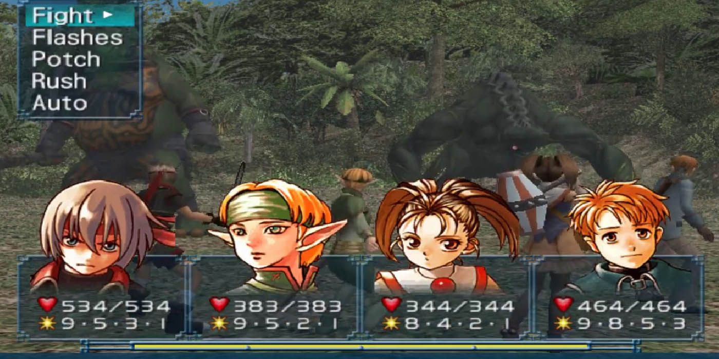 Fighting the enemy in Suikoden