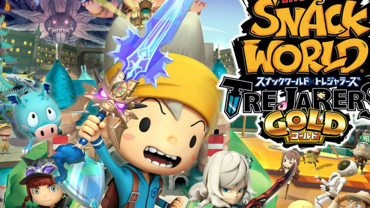 snack world promotional art featuring protagonist and japanese title