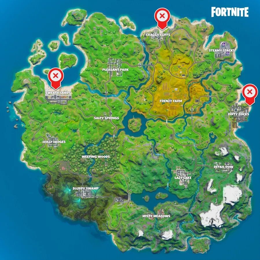 Fortnite map with fireworks locations