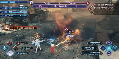 Xenoblade Chronicles 2's combat in industrial setting