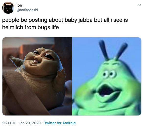 Baby Jabba Is Taking Baby Yoda S Attention With Star Wars Memes