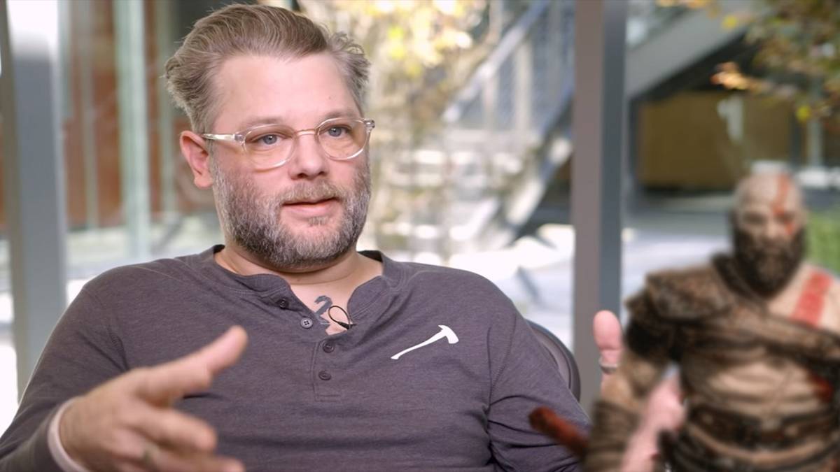 Cory Barlog with blurry Kratos