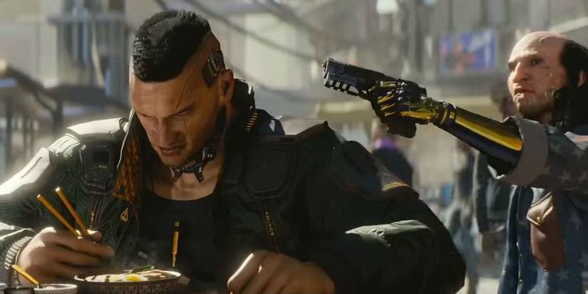 placide held at gunpoint while eating cyberpunk 2077