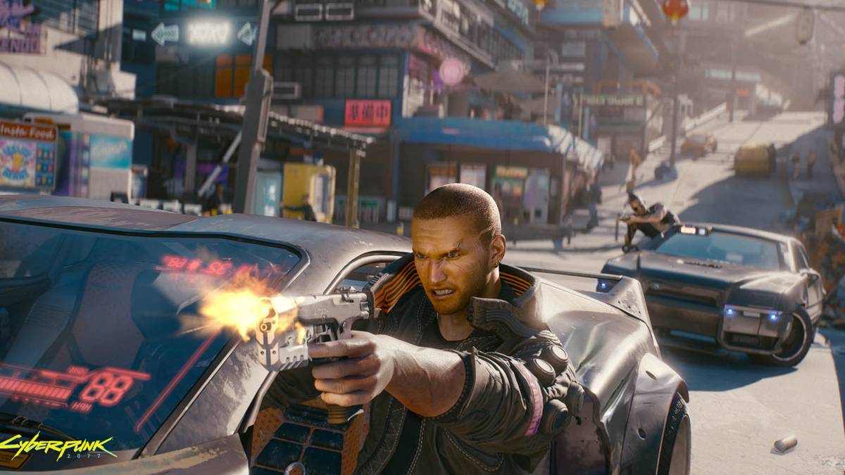 cyberpunk 2077 car chase with V main character