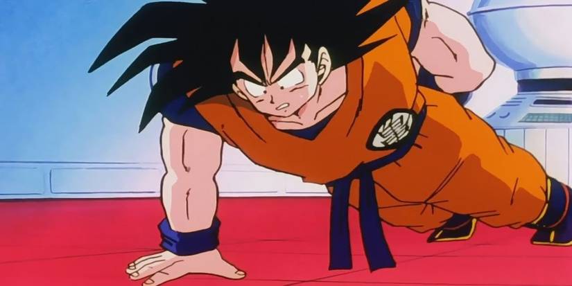 dragon ball z goku training doing push ups
