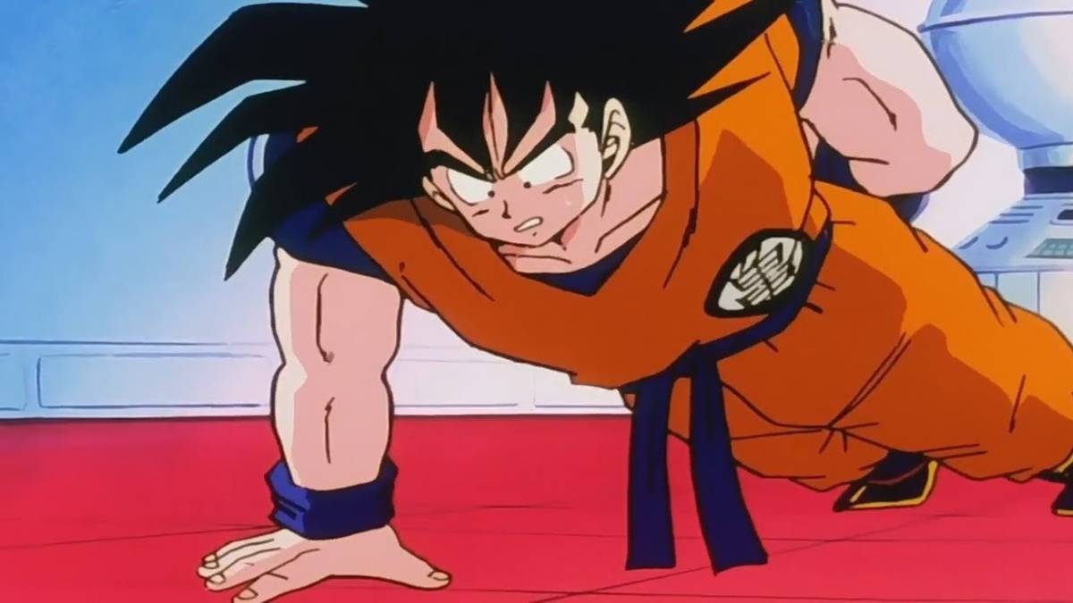 dragon ball z goku training doing push ups