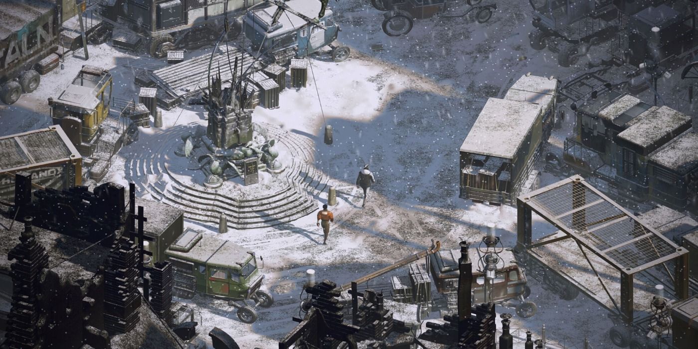 disco elysium roundabout covered in snow