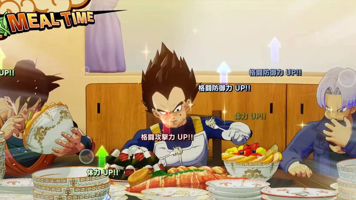 A full-course meal in Dragon Ball Z Kakarot