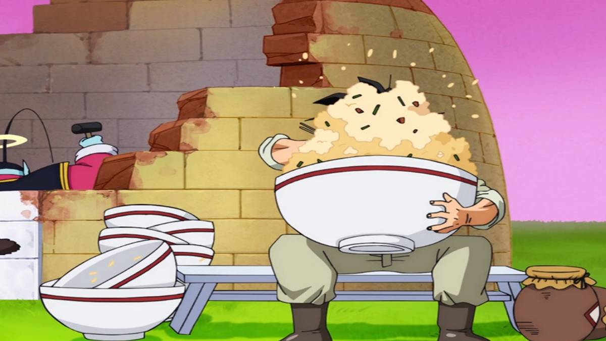 dbz kakarot anime screenshot goku rice